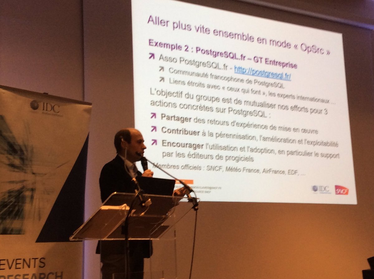 SlimaneAguercif's tweet image. #PostgreSql l'approche inter entreprise initialisée via l'association #PostgreSqlFr, @SimonClavier témoigne à l'#IDCOS POUR #ITSNCF