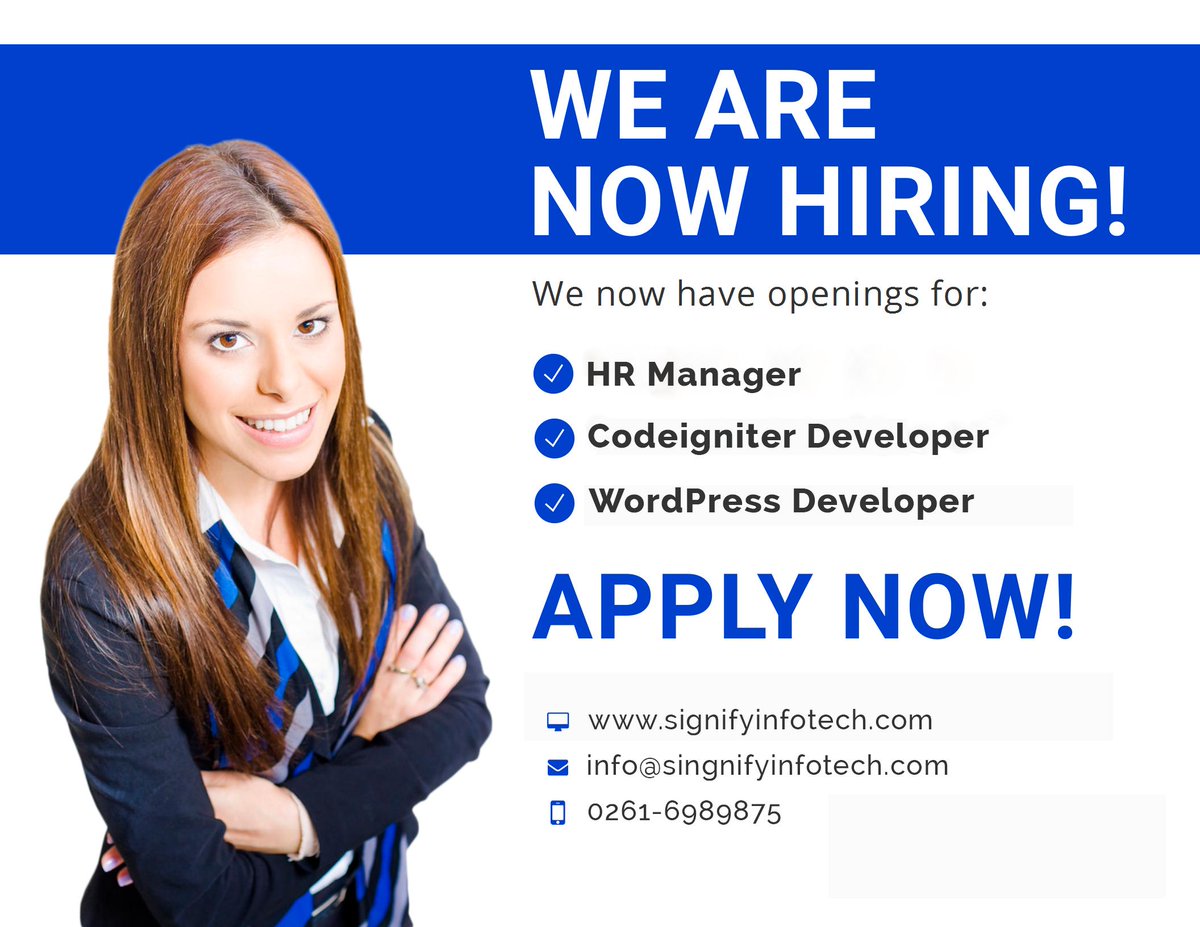 SignifyInfotech's tweet image. We have Urgent Requirment of #CodeigniterDeveloper #WordPressDeveloper #SEOExecutive #Hiring