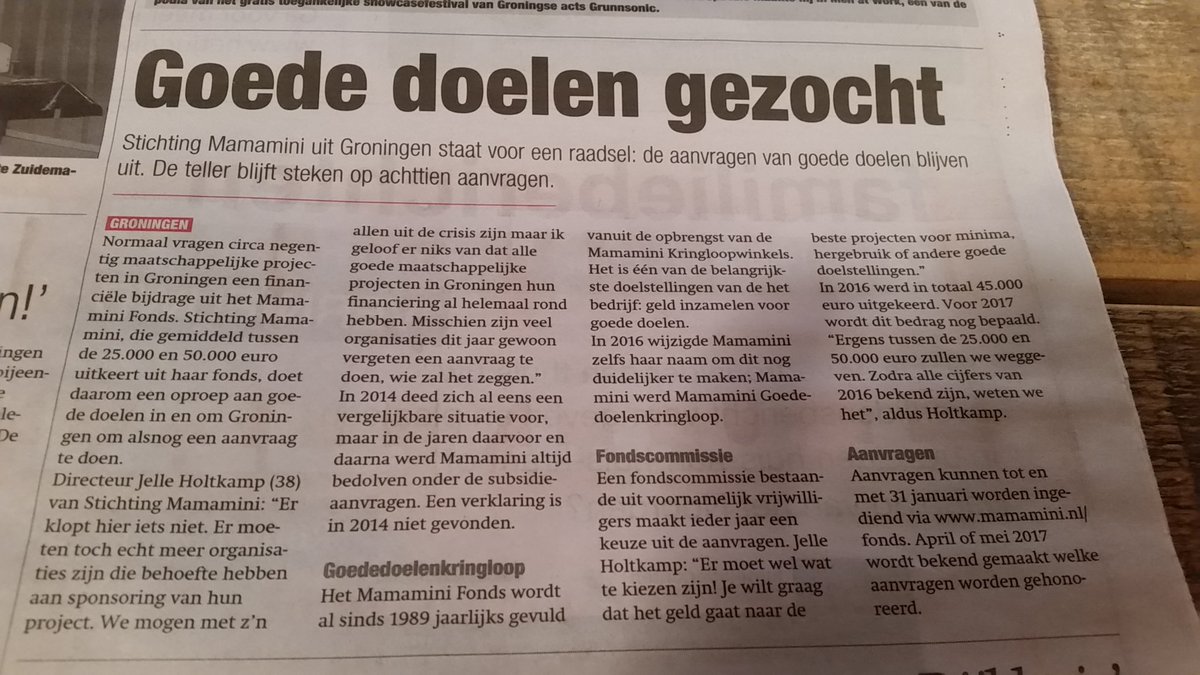 Stichting Mamamini zoekt goede doelen in en om Groningen. Aanvragen voor een financiële bijdrage kunnen tot 31 januari worden ingediend.