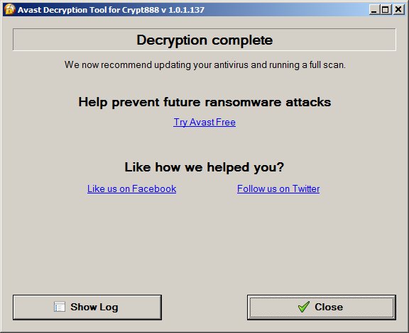 JakubKroustek's tweet photo. The #Crypt888 #ransomware is still spreading. Use @avast_antivirus tool for free decryption https://t.co/6Lj5RK9sLM https://t.co/49Xj5tczn6 https://t.co/WqmceU8LVg