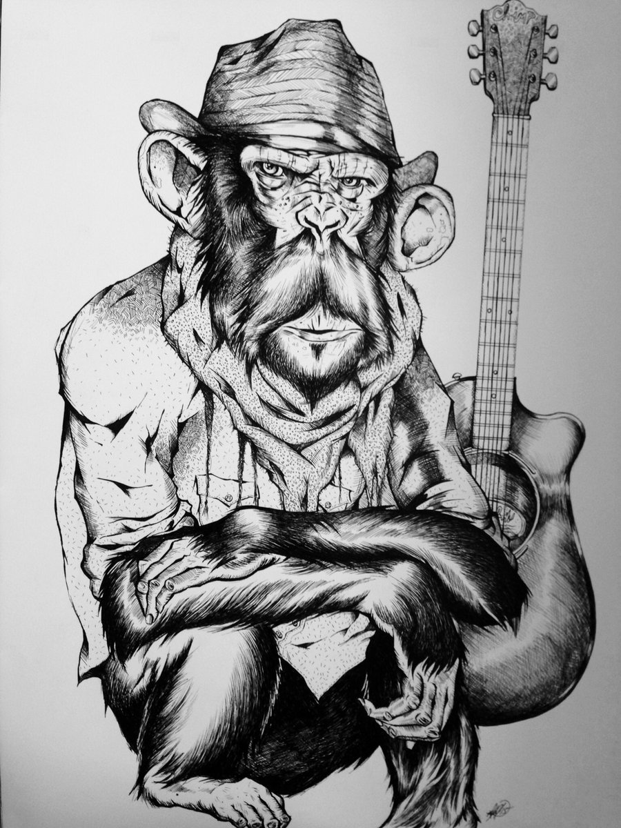 bonoboboulevard's tweet photo. Another day,another Hipster folk chimp! #hipsterfashion #hipster #chimp #apes #folkmusic #guitar #trendsetter #beardlife #illustration #art https://t.co/IgrKKuDYky