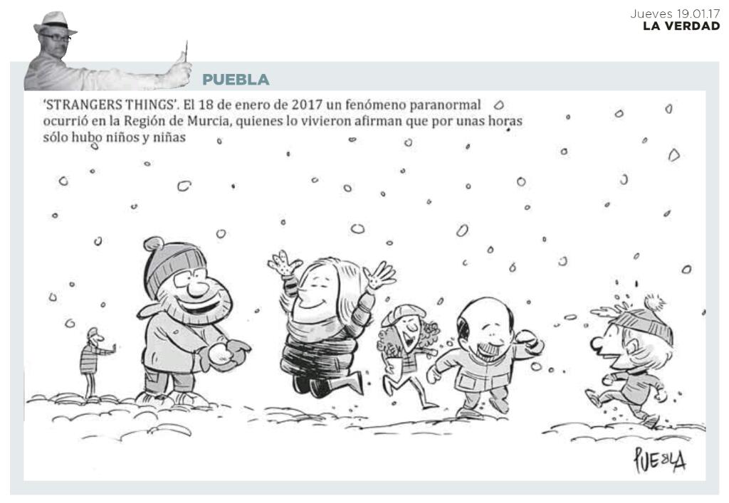 pedroatticus's tweet photo. Genial la viñeta de @jmanuelpuebla en la @laverdad_es sobre la nieve ayer en Murcia. De esas para recortar y guardar https://t.co/mbrMBh9xUp