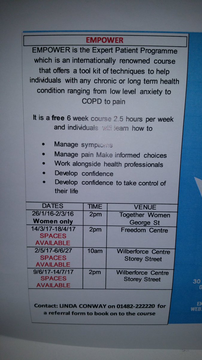 LINDACO43797398's tweet photo. EMPOWER courses #CHCPHull #CISSHull contact Linda Conway 01482222220 for further details https://t.co/T7UydccQJU