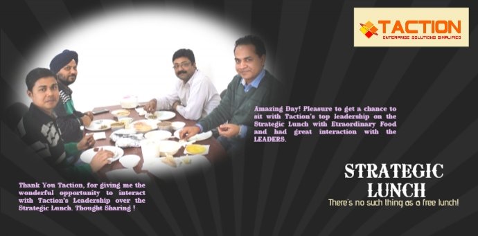 tactioncareers's tweet photo. "There's No Such Thing As A Free Lunch" - A Strategic Lunch with CXO's #LifeAtTaction #StrategicLunch https://t.co/SwWgtpW9Jm