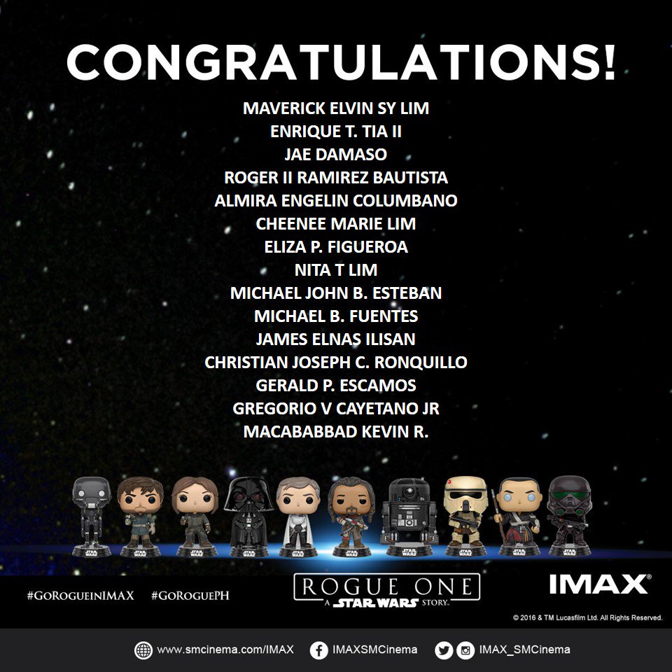 IMAX_SMCinema's tweet photo. Congratulations to our #GoRogueInIMAX winners!
Follow us for more exciting IMAX experiences and giveaways. https://t.co/RCLYpvAR9J
