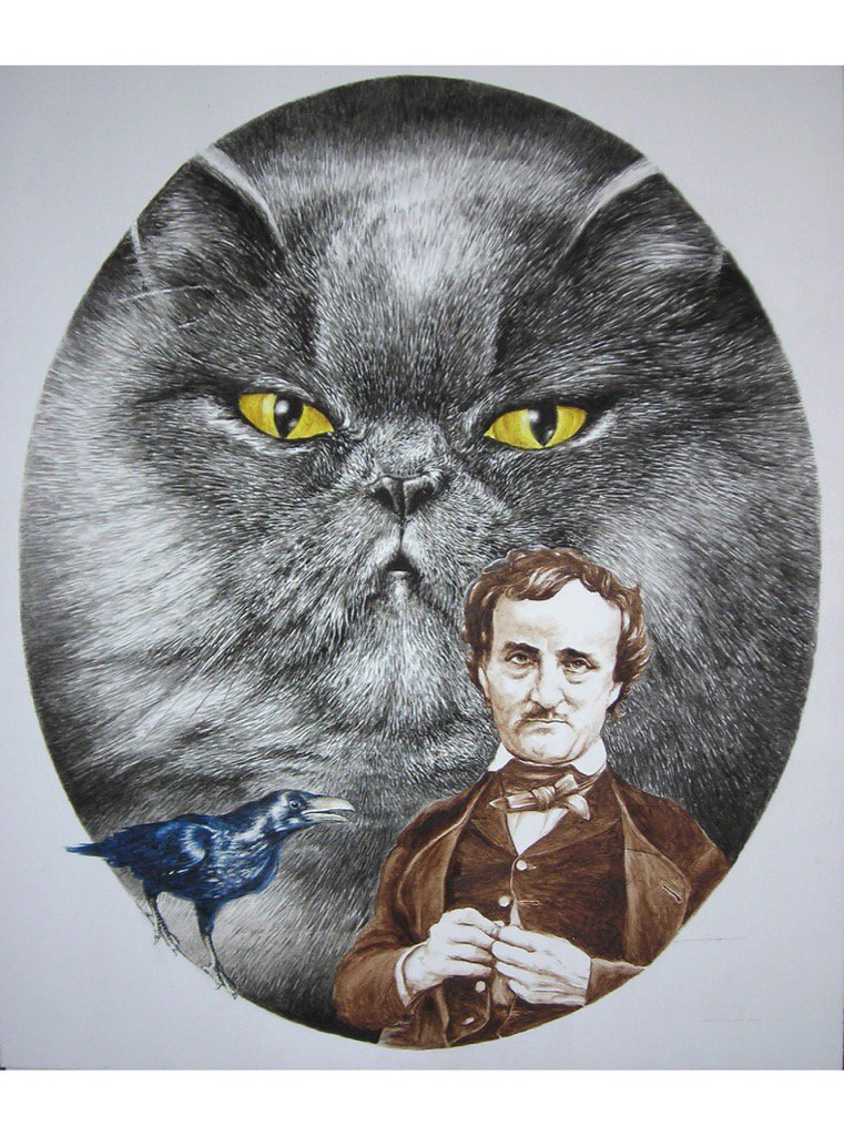 Monikabru's tweet photo. Oggi nel 1809 nasceva l#EdgarAllanPoe ritratto da #FrancoBruna @CasaLettori  @Antonio79B @CircoloLettori https://t.co/2coNuI48CP