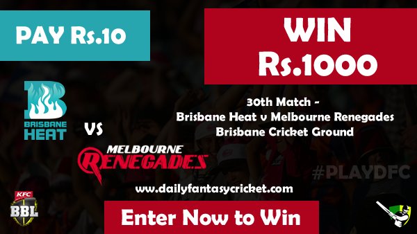 Cric_fantasy's tweet photo. #BBL #BHvMR -Pay Rs. 10 and WIN Upto Rs. 1000 by playing Fantasy @DFantasyCricket! https://t.co/jhEhcOGEKh
#DFC #FantasyCricket #WinFreeCash https://t.co/xbBzaMK9Rz