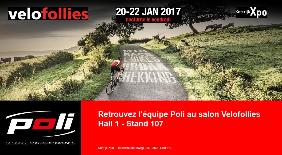 Poli sera à partir de ce vendredi au Salon <a href="/Velofollies/">Velofollies</a> à Courtrai en Belgique. Passez-nous voir!