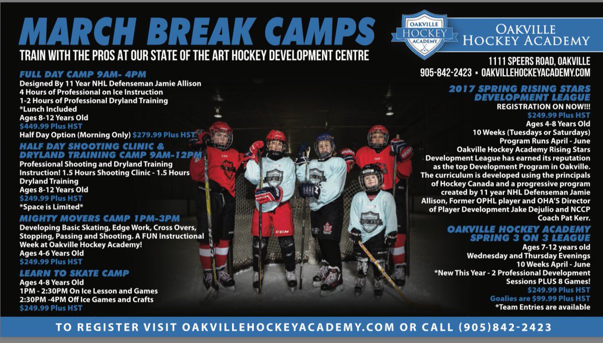 Check us out in today's  <a href="/OakvilleBeaver/">Oakville Beaver</a> - March Break Camps and Spring Leagues NOW OPEN FOR REGISTRATION!! oakvillehockeyacademy.com