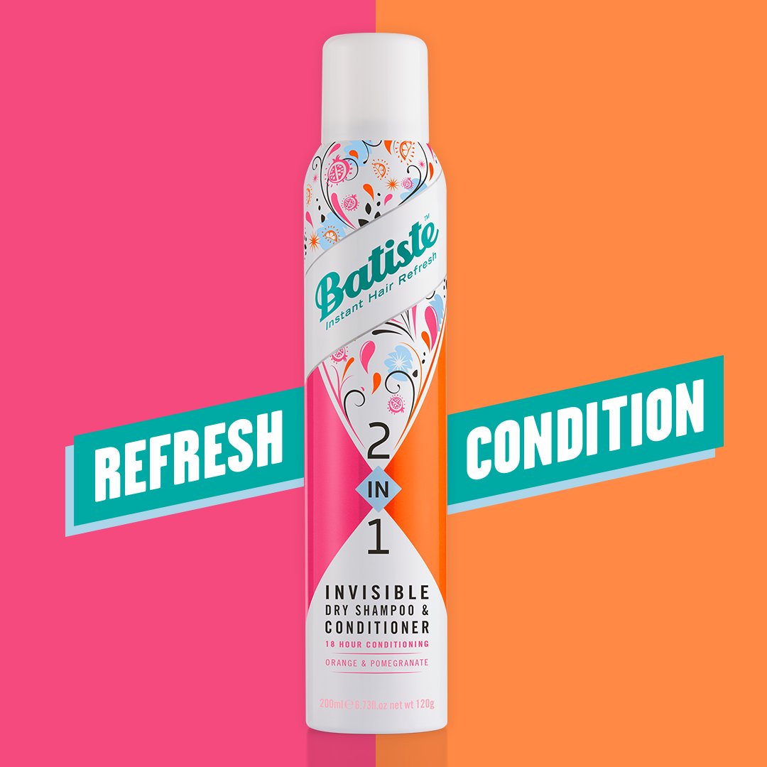 BatisteHair's tweet photo. New #Batiste2in1 SHAMPOOs your roots & CONDITIONS your ends.
(it's basically magic)
#ItsInvisible #BatisteHair #DryShampooAndConditioner https://t.co/rfHWtk2fHg