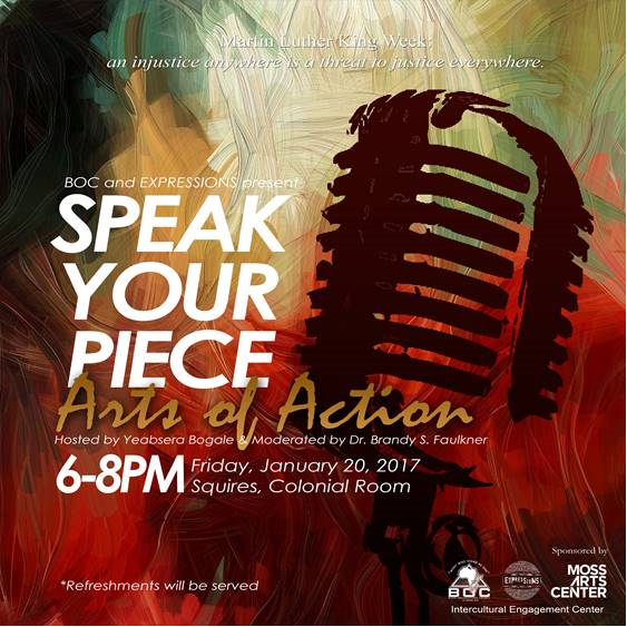 VT_CCC's tweet photo. Friday 1/20 Speak Your Piece with @VTExpressions & @ArtscenteratVT #VTMLKDay @inclusiveVT https://t.co/eZbsqU2R0j