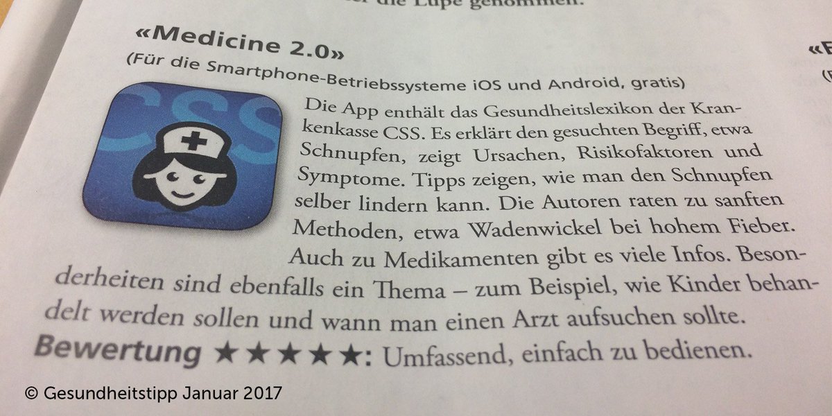 CSS_deutsch's tweet photo. Gesundheitstipp / K-Tipp bewerten unsere #gesundheitsapp mit 5 von 5 Sternen. App gratis herunterladen unter: https://t.co/fELViBUNnN https://t.co/fmMqNW8niJ