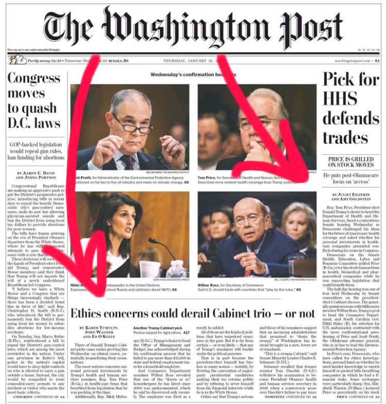 mattmfm's tweet photo. A day before the inauguration, and Trump's cabinet picks are mired in scandal. https://t.co/mce8wYJ7hL