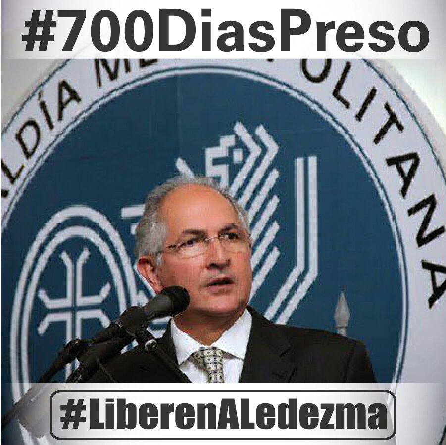 Mitzy. Durante #700DiasPreso ha sido vulnerada la libertad de Antonio y la voluntad del pueblo caraqueño que lo eligió como su alcalde