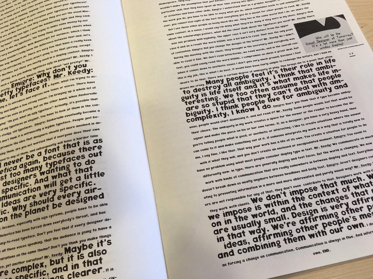 Today Rick Poyer gave an insightful session on the visually experimental and intellectually engaging design magazine Emigre 1984–2009
