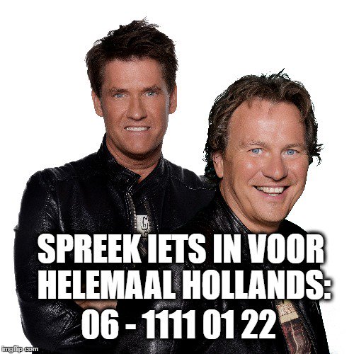 Wie heeft er nog een leuke vraag of opmerking voor @HelemaalHolland? Spreek iets in via onze audio-app! 06 - 1111 01 22!