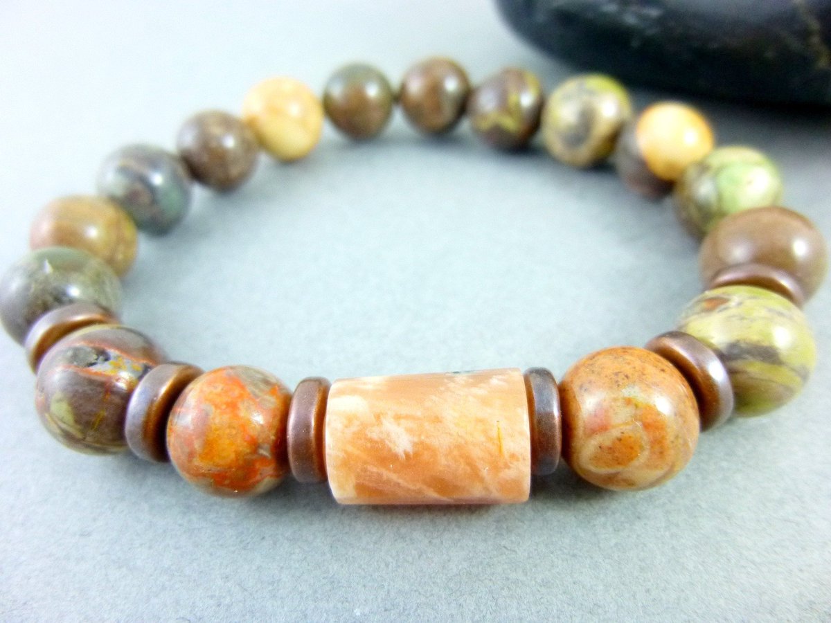EarthEnergyGems's tweet image. Peach Moonstone and Ocean Jasper Chakra Bracelet, Boho Stretch Bra… bit.ly/2e2yJIy #etsymntt #jewelryonetsy