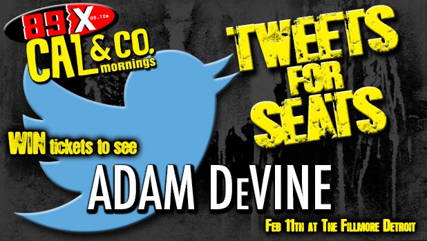 CalCagnoRadio's tweet photo. Time for TWEETS FOR SEATS! See @ADAMDEVINE live for free by retweeting this NOW! https://t.co/rKfPJk3Sgk