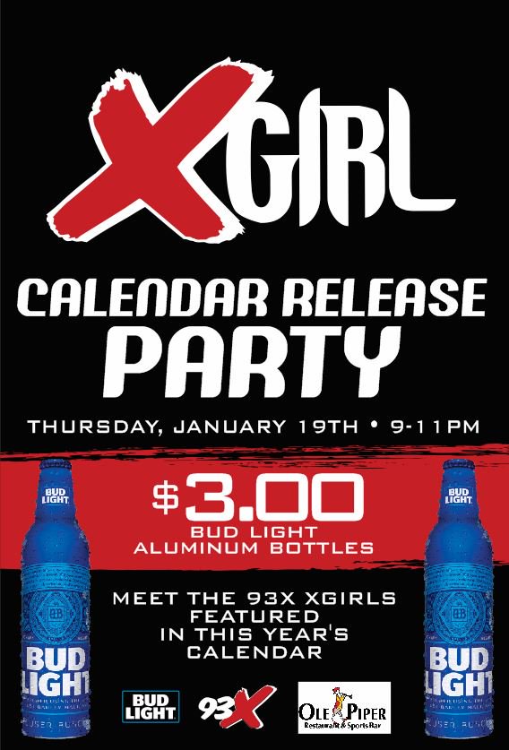 CollegeCityBEV's tweet photo. Did you miss out on the last two @93XRadio X-Girl calendar release parties? Don't make the same mistake again. We'll see you tonight! https://t.co/s99obCZtiE