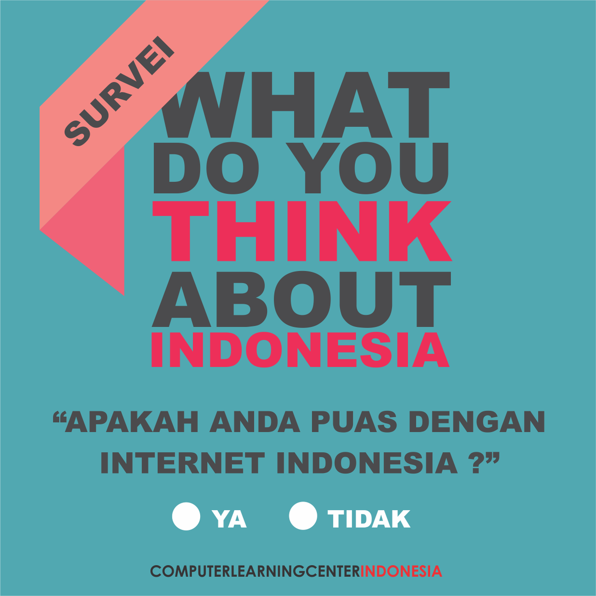 clc_indonesia's tweet photo. Apakah Anda Puas dengan internet indonesia ?

#ThinkIndonesia #Indonesia #Komputer #Center #computerlearningcenter #indonesiasatu #internet https://t.co/cAGhIimrNB