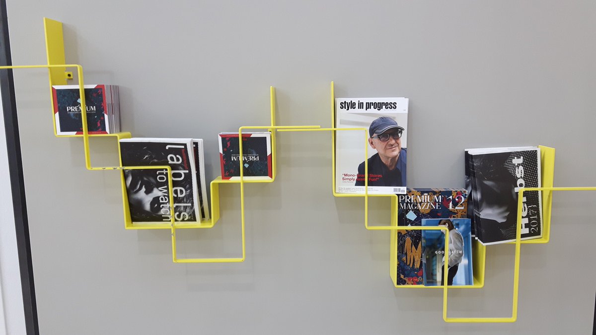AsOneLFE's tweet photo. Loving everything yellow @berlinfashionw. p.s can we have this magazine rack for our living room? 💛 #berlinfashionweek #colourpop #LFtrend https://t.co/HX3ZVV1kbn