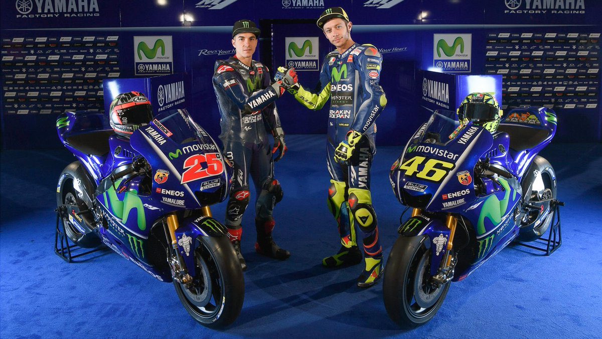 MotoGP's tweet photo. Official @YamahaMotoGP team launch lifts the curtain on 2017 in Madrid!

📸📰 https://t.co/VvH3zh5Y3J #MovistarYamaha #MotoGP https://t.co/9aUwuCqng8