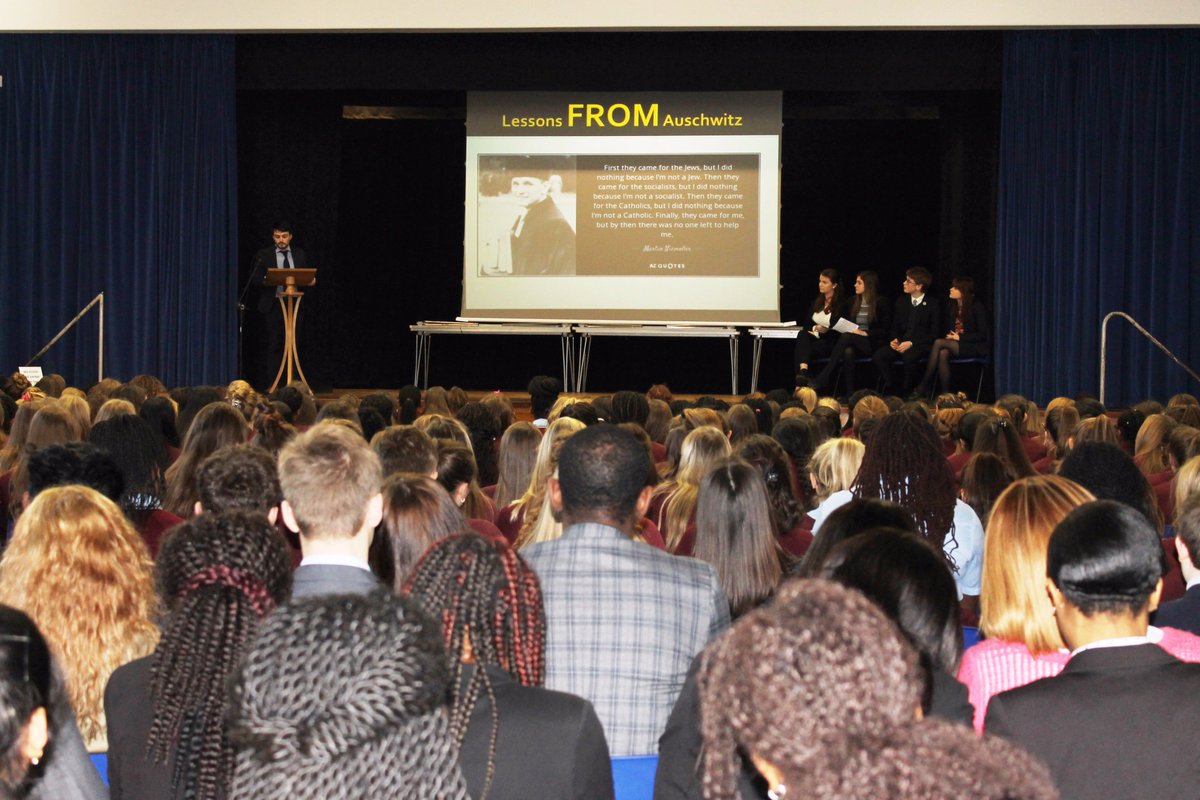 WGSGRS's tweet photo. An extremely poignant and insightful assembly delivered to the school by the students who went on the LFA trip. @WilmingtonGSG @HolocaustUK https://t.co/ir4FsKVi5B