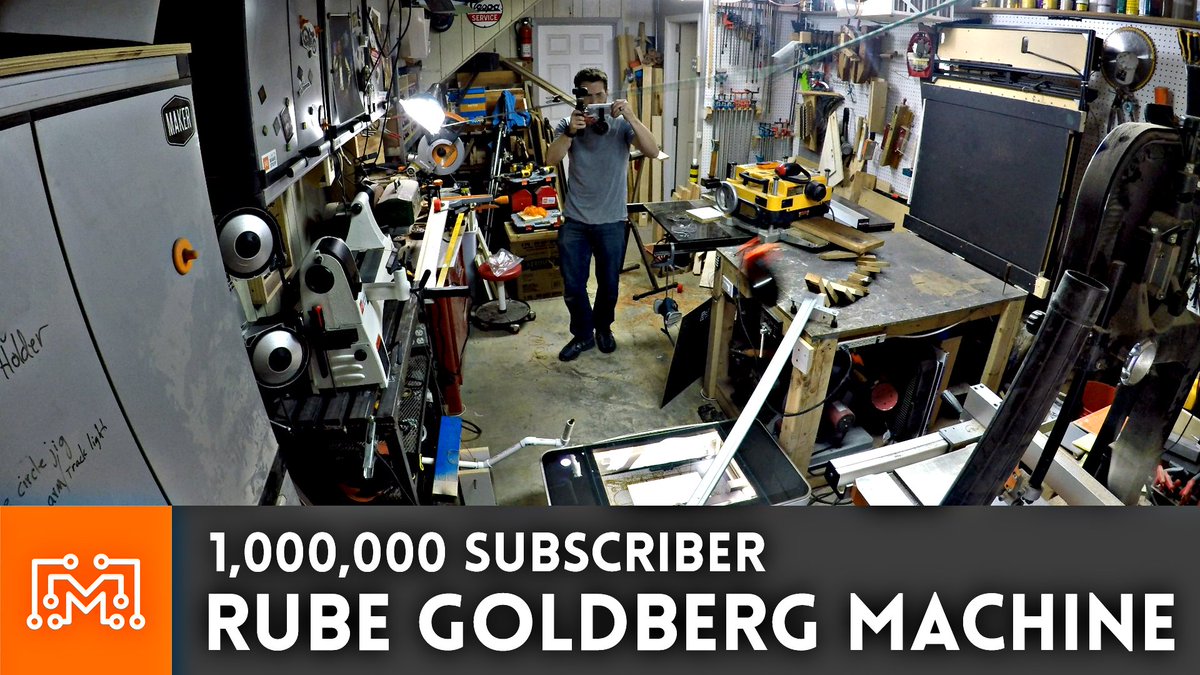 iliketomakestuf's tweet photo. 1,000,000 subs!!  To celebrate, I made a #rubegoldberg machine!

https://t.co/hx2SGXkw79

Please share/RT https://t.co/2Hoiml5eut