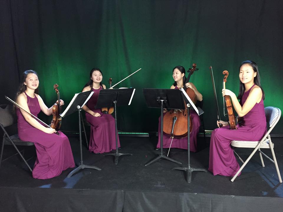 The 2020 String Quartet was recording at Blue House Productions. The Quartet is pictured with Jorge Orozco their coach/ teacher and Jeff.