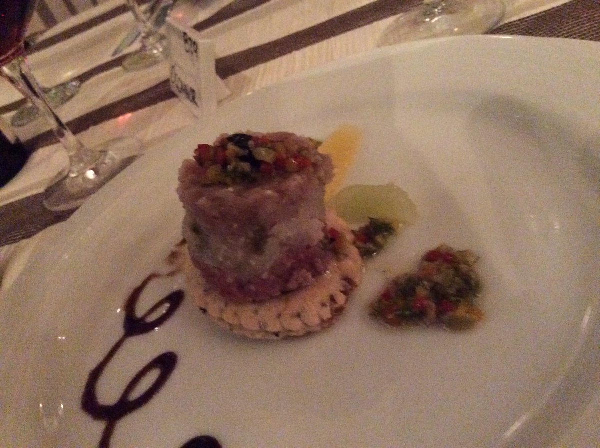 WineGuyMike55's tweet photo. A wonderful dinner with @SandynSpurs at #MariaMarie @THEROYALPdC #ribeye #grouper #souffle #tripletartare #tuna #colimavolcano https://t.co/9Z5220EX8c