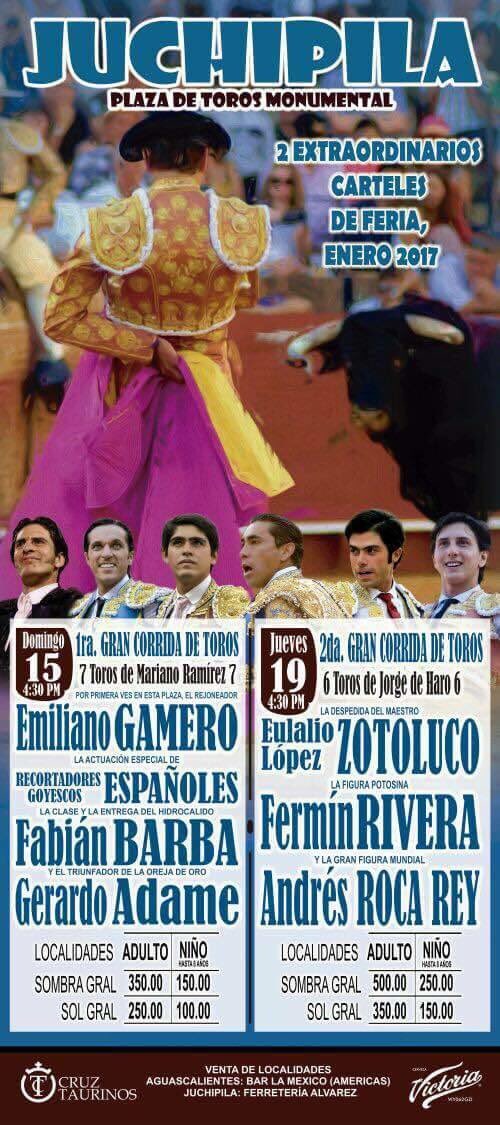 🚩Hoy en Juchipila el maestro parte plaza por última vez ante esta gran afición 
En el cartel
🔸<a href="/FerminRiveraA/">F e r m í n • R i v e r a</a>
🔹@andresrocarey
Jorge de Haro.