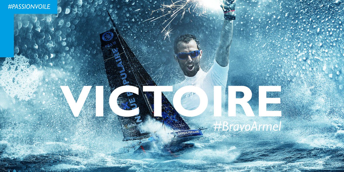 VoileBanquePop's tweet image. VICTOIRE 🏆 ! Armel Le Cléac&apos;h remporte le @VendeeGlobe ! #BravoArmel