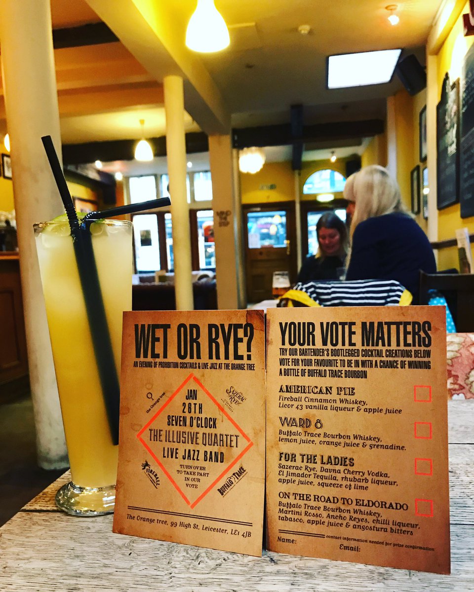 HSLAdamS's tweet image. Big things happening @orangetreeleics next Thursday, come vote for your fave whilst watching some sweet jazz! @BuffaloTraceUK @FireballUK