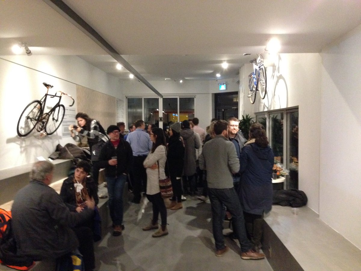Opening night at Fix Coffee + Bikes. Check out the hardware on display!