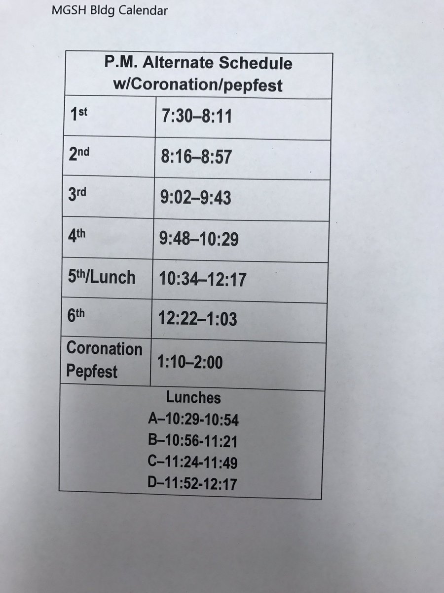 _cailinmae_'s tweet image. Alternate Schedule for the Pep-fest tomorrow❄️❄️