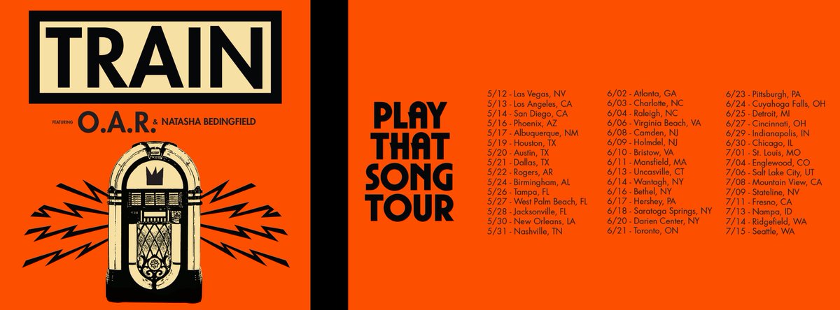 Drum roll, please… We’re so excited to announce that we’ll be joining our friends @Train on the #PlayThatSongTour starting in May!
