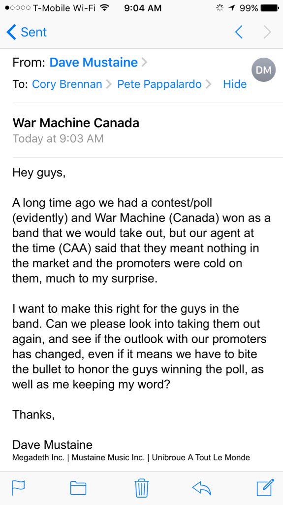 Dave Mustaine on X: "This went to my Mgr & agent. To who runs  @WarmachineCAN Twitter -you get more flies with honey than vinegar. I'm  done https://t.co/NFmmhojSUy" / X