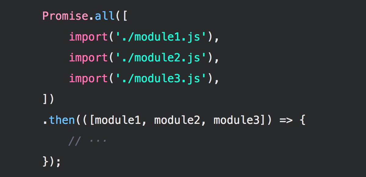 Promise.all an array of module imports, using them once the promise has resolved.