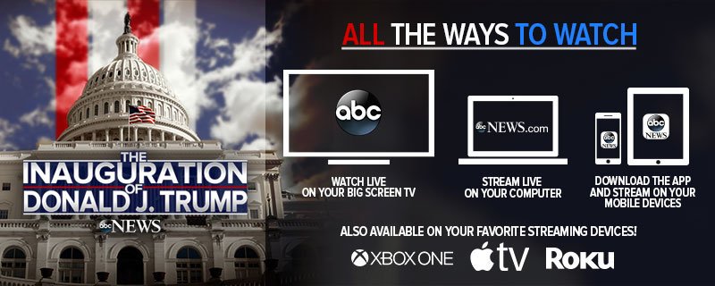 ABCPolitics's tweet image. TOMORROW: Watch our all-day, comprehensive coverage of Inauguration Day as Donald Trump takes office. abcn.ws/2iGoY9L