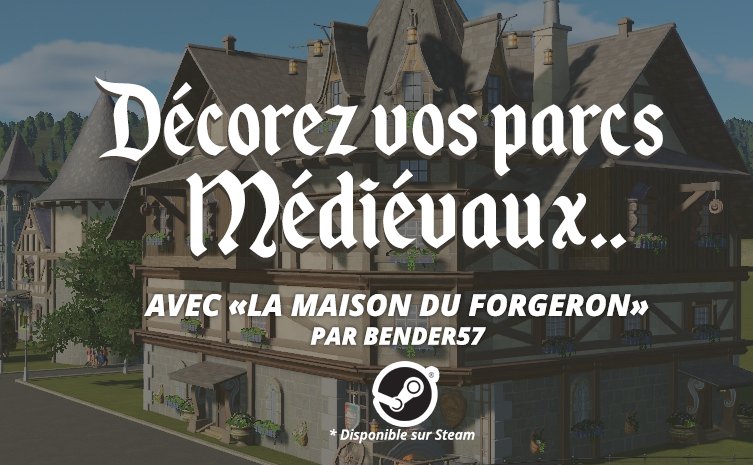 PlanetCoasterFr's tweet photo. Intégrez vous aussi, "La Maison du Forgeron" de Bender57 dans vos parcs d'attractions ! 🏹
 ➡️ https://t.co/YJgLfcrzmp… https://t.co/k1a1GDMdKM