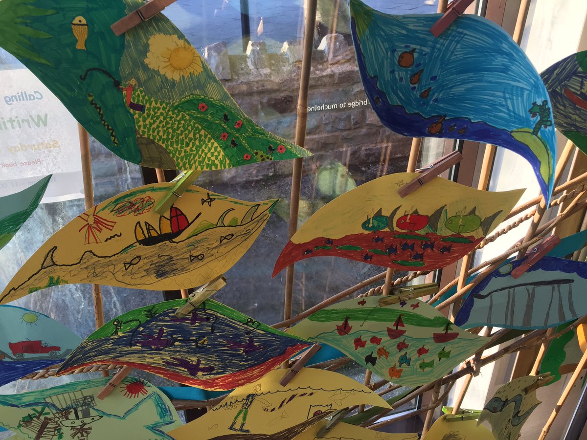 SomersetLib's tweet image. Fabulous art work by High Ham Primary displayed in #LangportLibrary @MelangeECHO #ParrettsMouth