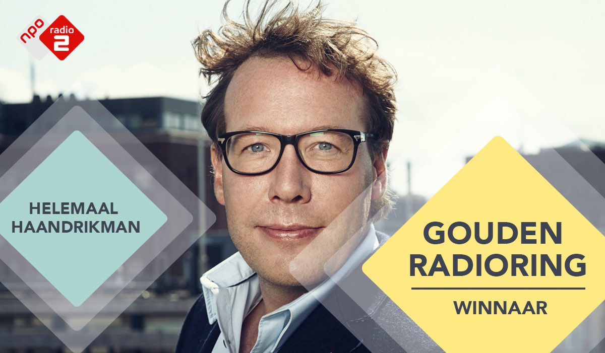 NPORadio2's tweet photo. Helemaal Haandrikman wint de Gouden RadioRing voor Beste Programma! Gefeliciteerd, @berthaandrikman &amp; team! #NPORadio2 https://t.co/5OX0fPq2E4