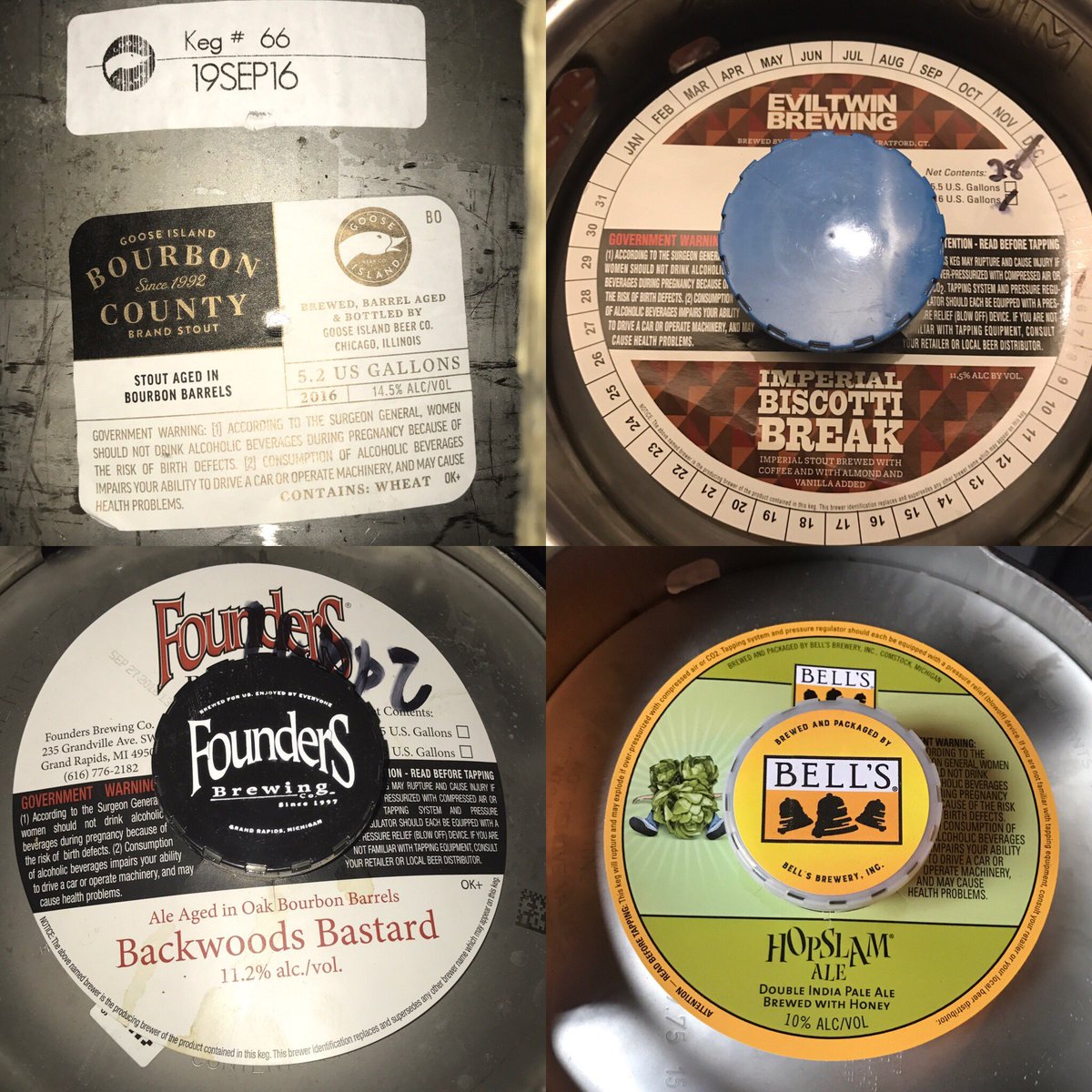 Come in and drink some beer so we can tap these kegs!  #bcs #hopslam #backwoodsbastard #imperialbiscottibreak #rabbitholechi