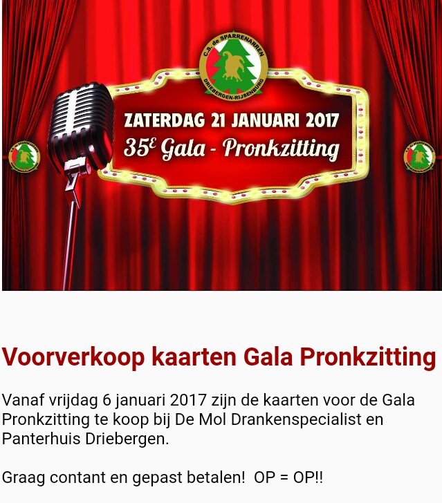 SPARRENRIJCK - Zaterdag is t alweer zover: de #Pronkzitting der #Sparrenarren