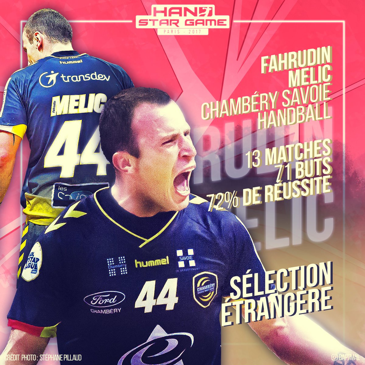 handstargame's tweet photo. #HandStatsGame J-13:
Fahrudin Melic du @ChamberySH_Hand en @LidlStarligue
#SélectionEtrangère #HSG2017 https://t.co/odXZ5VCPE6