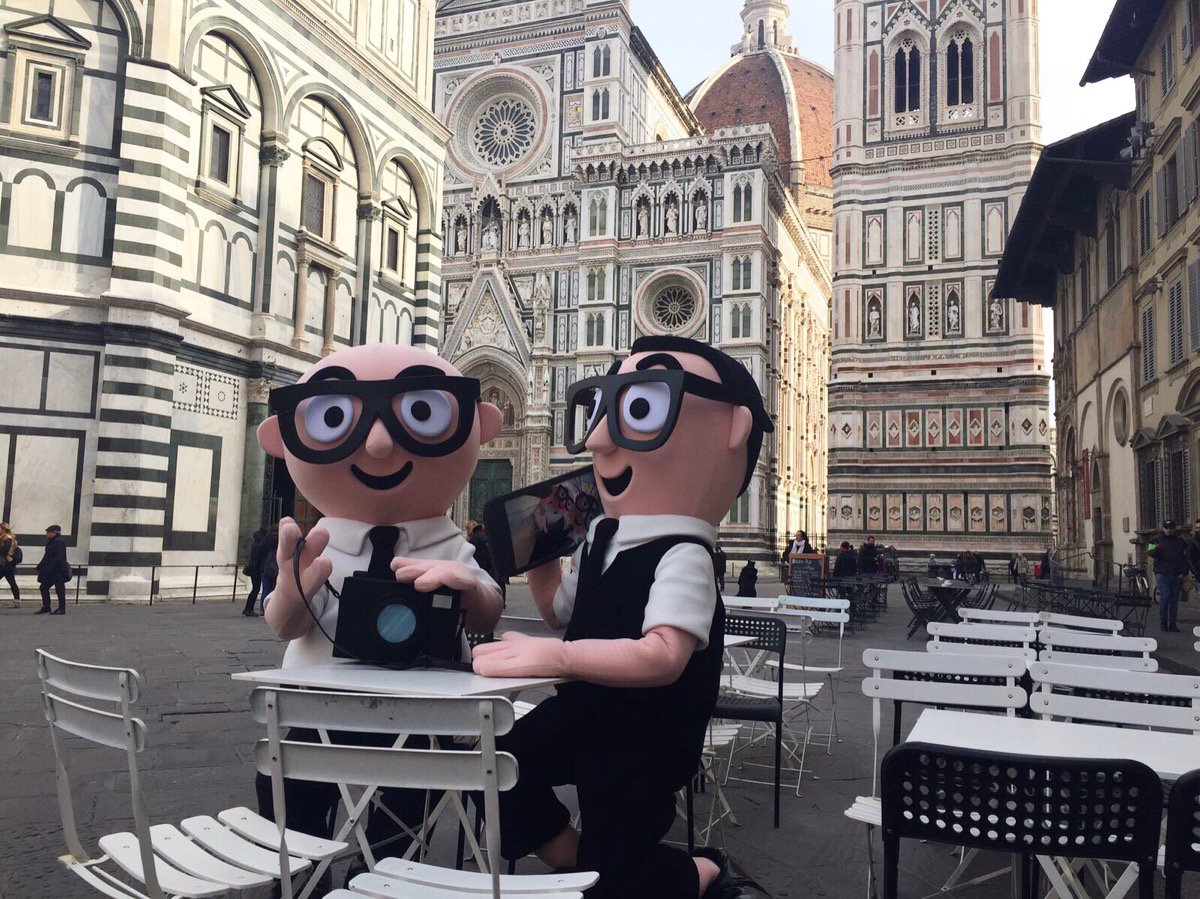 The mascots of Domenico Dolce and Stefano Gabbana around Florence 