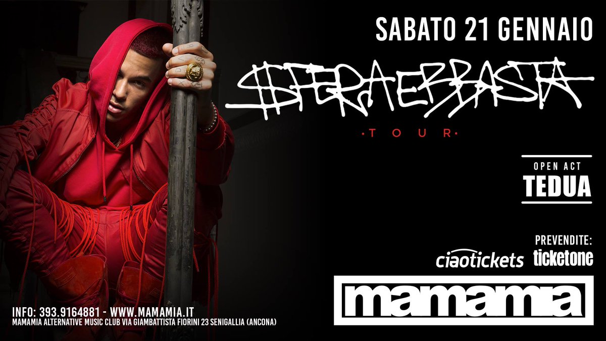 Mamamia_Club's tweet photo. SFERA EBBASTA: il portabandiera della musica Trap in Italia, sabato 21 gennaio in concerto al Mamamia
Scopri di più: https://t.co/zza0ZOp2ZR https://t.co/TNwlCI48TX