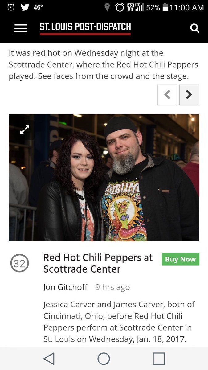 JessCarver674's tweet photo. Made it into the #STLDispatch @RHCPchad @ChiliPeppers https://t.co/fs6LtYX5wa