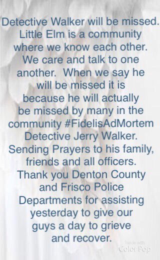 Destiel_Lovers's tweet photo. @friscopoa @DENTONPD Thank You for assisting in Little Elm yesterday.  It did not go unnoticed ❤ #DetectiveWalker will be missed! #LittleElm https://t.co/dz5GNaDf8t