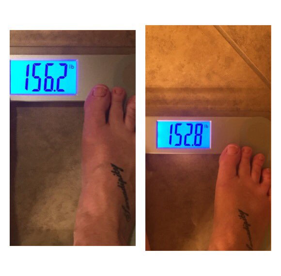 rerobinson65's tweet photo. Day 4 and down over 3lbs already!! Pretty happy about that. Only 16 to go. #6weekstobikini #liveclean #m3rocks #needapedicure https://t.co/o614b5D3cD